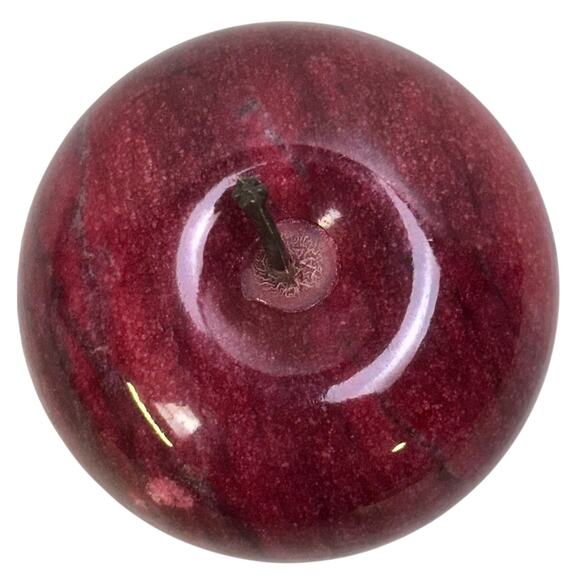 Red Apple Heavy Marble Stone 3" Paperweight - Picture 3 of 5